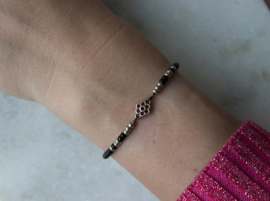 Beads Bracelet elastic - Black/silver