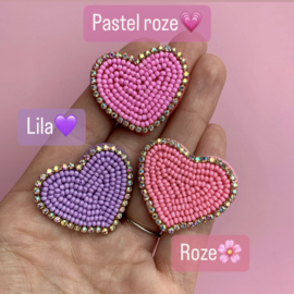 EARSTUD | SPARKLE BEADS HEART | PINK