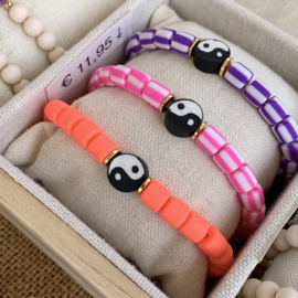 RUBBER BEADS BRACELET | ORANGE | YIN YANG