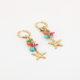 EARRINGS | MULTICOLOR | STARFISH | RVS GOLD