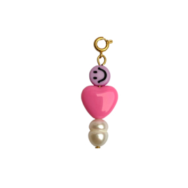 CHARM SMILEY HEART | PURPLE/PINK | RVS SILVER/GOLD