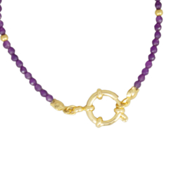 PURPLE/GOLD STONES | BRACELET | RVS GOLD