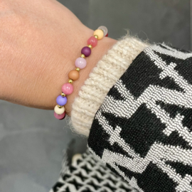 BRACELET | BEADS ACRYL/STONE | RVS SILVER/GOLD