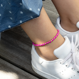 Beads Anklet - pink/gold