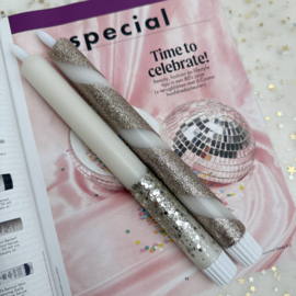 LED-CANDLE | SILVER GLITTER SWIRL | 1PCS