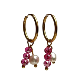 EARRINGS | PINK/PEARL | RVS SILVER/GOLD