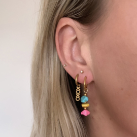 EARRING | ONE PIECE | MULTICOLOR STONES | RVS SILVER/GOLD