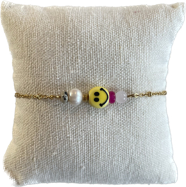 RVS BRACELET | SMILEY PEARL | RVS SILVER/GOLD