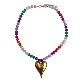 RAINBOW HEART NECKLACE | GOLD