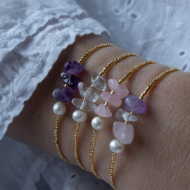 BRACELET MIYUKI | ROCK CRYSTAL | RVS GOLD