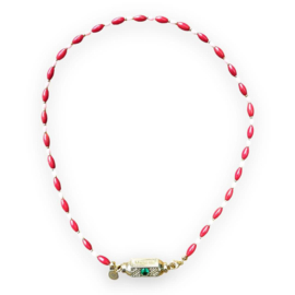 PRAYER BOX BEADS NECKLACE | RED/PINK | RVS GOLD