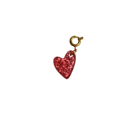 CHARM GLITTER PINK HEART | RVS SILVER/GOLD