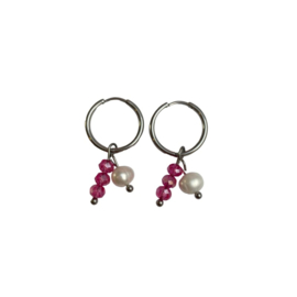 EARRINGS | PINK/PEARL | RVS SILVER/GOLD