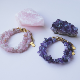 BRACELET | CHIP STONES AMETHYST | RVS SILVER/GOLD