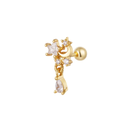 ONE PIECE STUD | MOON/STAR SPARKLE | SILVER/GOLD PLATED