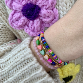 BRACELET | PEARL HEARTS MULTICOLOR | RVS SILVER/GOLD