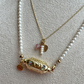 PRAYER BOX NECKLACE | MINI PEARL | RVS GOLD