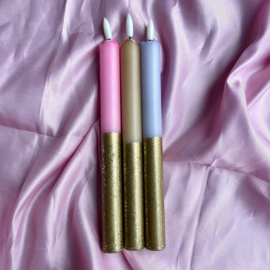 LED-CANDLE | PURPLE/GOLD GLITTER | 1PCS