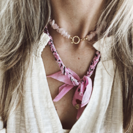 NECKLACE | CHIP STONES ROSE QUARTZ | RVS SILVER/GOLD