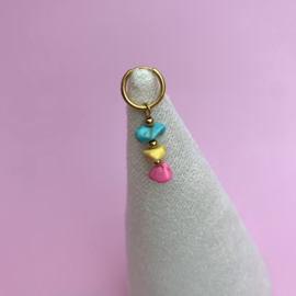 EARRING | ONE PIECE | MULTICOLOR STONES | RVS SILVER/GOLD