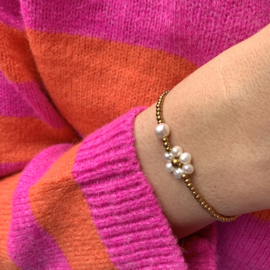 BRACELET | FLOWER PEARL | RVS BEADS GOLD