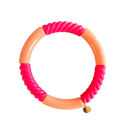 TUBE BRACELET LUX | PEACH/NEON PINK