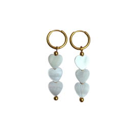 EARRINGS HEARTS | PEARL | RVS SILVER/GOLD