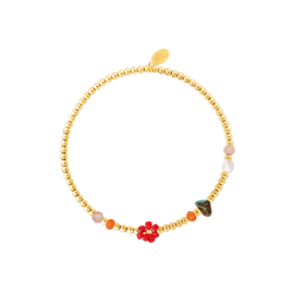 FLOWER BRACELET | RED | RVS GOLD