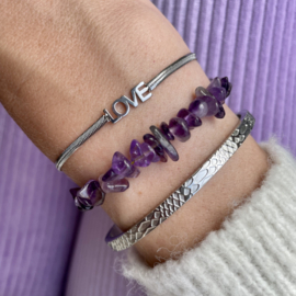 BRACELET | CHIP STONES AMETHYST | RVS SILVER/GOLD