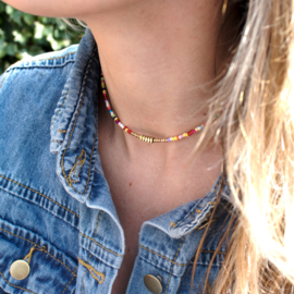 SUMMER NECKLACE | MINI BEADS | GOLD STONES