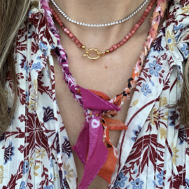 BANDANA NECKLACE | FUCHSIA ORANGE RED