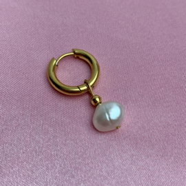 EARRING | ONE PIECE | PEARL | RVS SILVER/GOLD