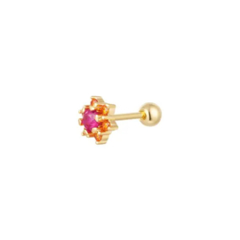 ONE PIECE STUD | MINI FLOWER PINK/ORANGE | GOLD PLATED