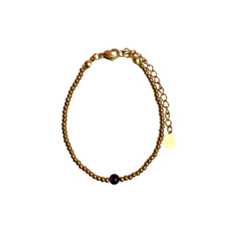 BRACELET | AMETHYST | RVS BEADS SILVER/GOLD