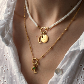 NECKLACE INITIAL | PEARL | RVS SILVER/GOLD