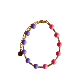 BRACELET | PINK/PURPLE | RVS GOLD