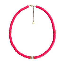 RUBBER BEADS NECKLACE | NEON PINK