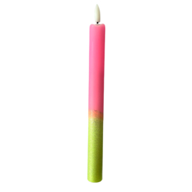 LED-CANDLE | PINK/YELLOW GLITTER | 1PCS