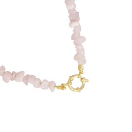 NECKLACE | CHIP STONES ROSE QUARTZ | RVS SILVER/GOLD