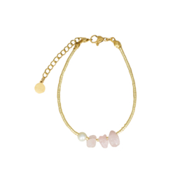 BRACELET MIYUKI | ROSE QUARTZ | RVS GOLD