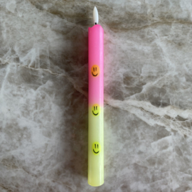 LED-CANDLE | SMILEY PINK/YELLOW | 1PCS