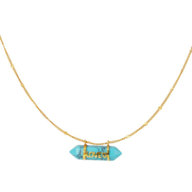 STONE NECKLACE | TURQUOISE/ OFF WHITE | RVS GOLD
