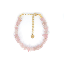 BRACELET | CHIP STONES ROSE QUARTZ | RVS SILVER/GOLD