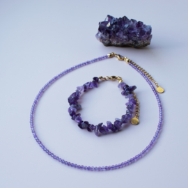 BRACELET | CHIP STONES AMETHYST | RVS SILVER/GOLD