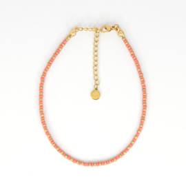 MINI BEADS ANKLET | GOLD/CORAL