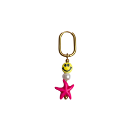 EARRING | ONE PIECE | SMILEY/STARFISH | RVS SILVER/GOLD