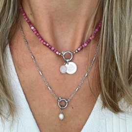 NECKLACE MINI TUBES | PINK | RVS SILVER/GOLD