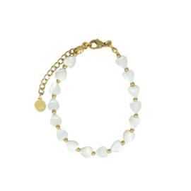 BRACELET | PEARL HEARTS | RVS SILVER/GOLD