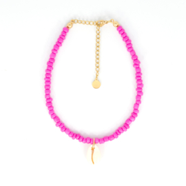 BEADS ANKLET | SHELL | PINK