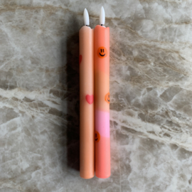 LED-CANDLE | SMILEY ORANGE/PINK | 1PCS